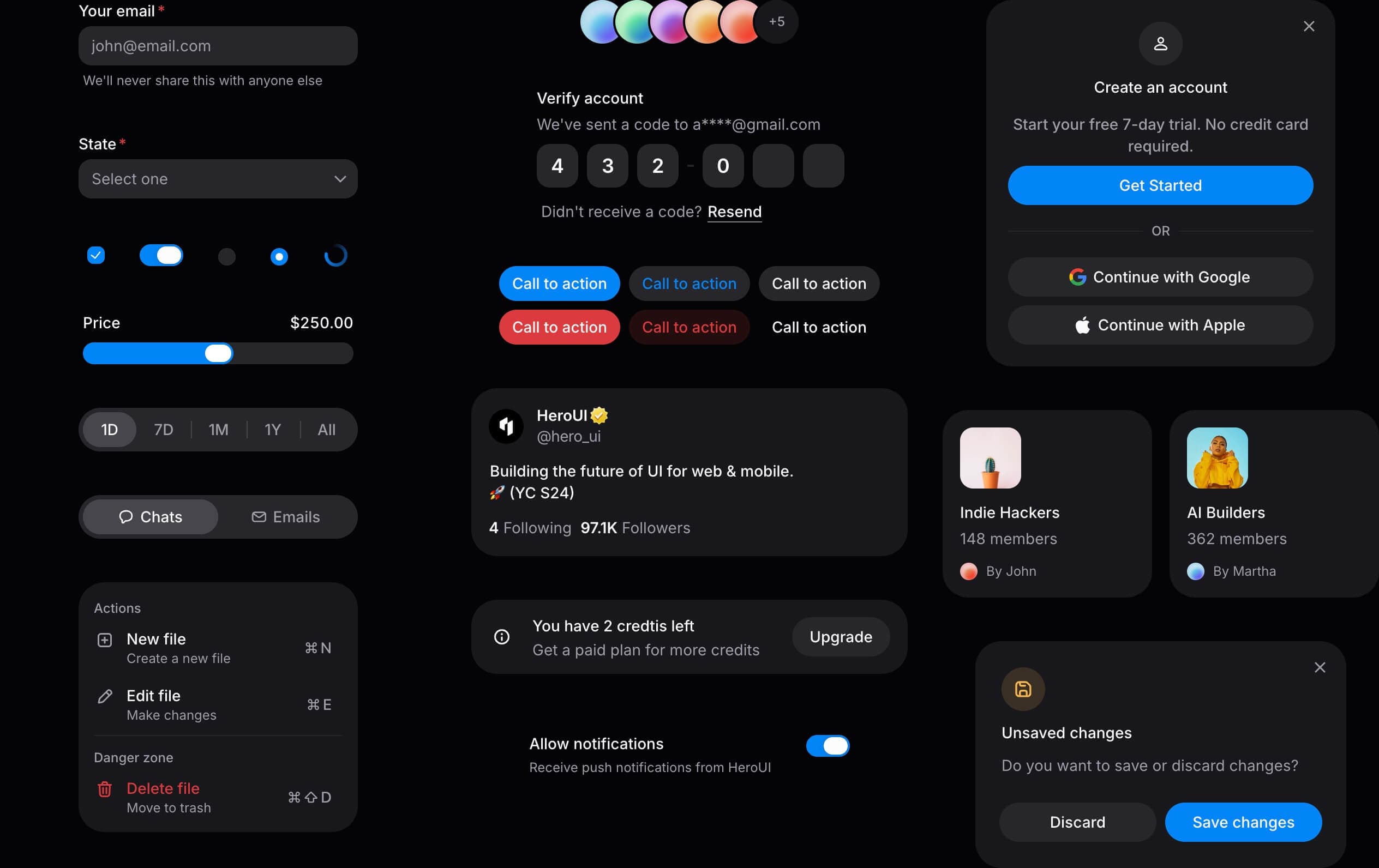HeroUI components preview